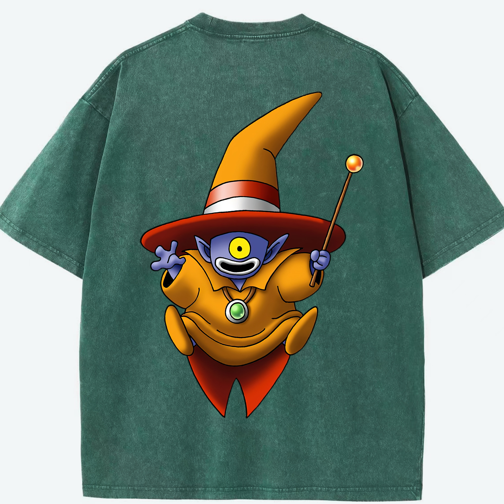 （画像用） ドラゴンクエスト Doragon Kuesuto Dragon Quest 綿100% ヴィンテージ風 半袖Tシャツ（背面プリント）